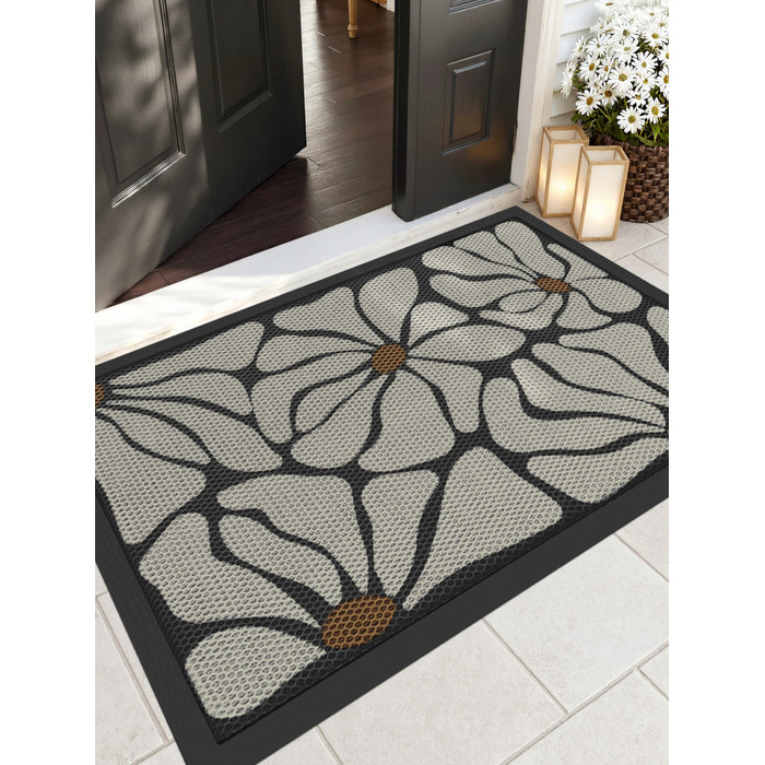 Привітальний килимок COLOR&GEOMETRY для вулиці 80 x 150 см, протибрудний та протиковзкий килим для вхідної зони, вологостійкий та придатний для прання, бежевий