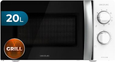 Мікрохвильова піч ProClean 2110, 20 літрів, 700 Вт, 6 функцій, таймер 30 хв, розморожування, гриль, білий