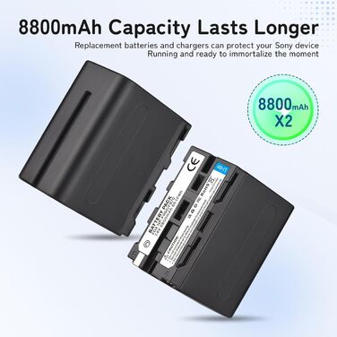 Акумулятор Sony NP-F970 8800mAh (2 шт.) + USB зарядний пристрій для NP-F960/950/930/550/570/750 для відеокамер, моніторів, світла
