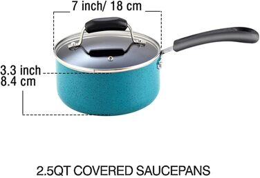Набір антипригарних сковорідок Cook N Home, 3 шт, 20/25/28 см, для індукційних плит, мармурове покриття, червоно-бірюзові