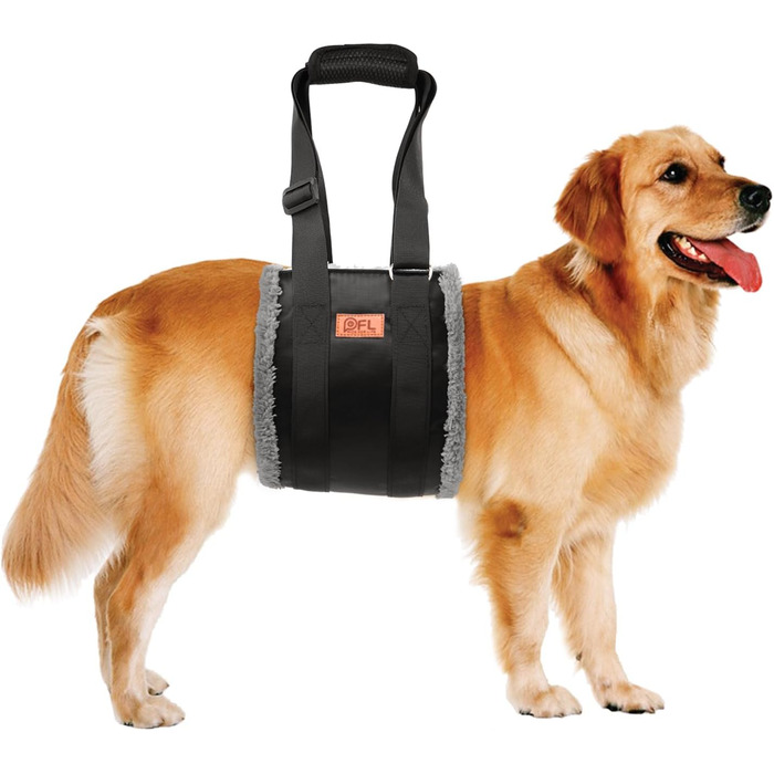 Регульована переносна допомога для собак, переносна лямка для реабілітації, поранених, травмованих або літніх собак - шлейка для собак як засіб допомоги при ходьбі для маленьких і великих собак, сірий колір, XL