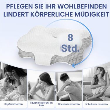 Подушка для шиї з піни Memory Foam: ергономічна подушка для сну на боку, спині та животі (Сіра)