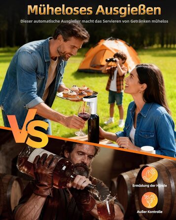 Електричний декантер для вина 5-в-1 з регульованою дозуванням, цифровий виливач, автоматичний дозатор вина, подарунок на день народження, День святого Валентина