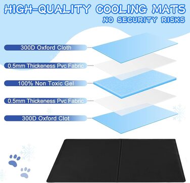 Килимок охолоджуючий для собак та котів, самоохолоджуючий, 65x50 см, чорний
