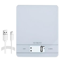 Електронна кухонна вага NUTRI FIT з підзарядкою, USB-C, LCD-дисплеєм, 5 кг, для випічки та приготування їжі, чорна (EK9380HR-weiss)