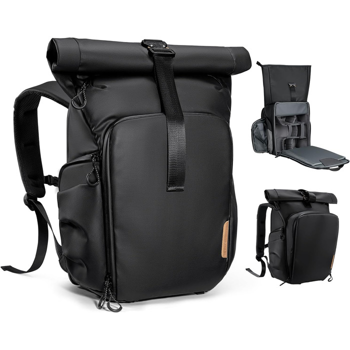 Рюкзак для камери K&F CONCEPT, водонепроникний, великий, з розширеним об'ємом, відділення для ноутбука 15.6 дюймів, для DSLR/SLR камер