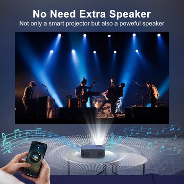 Проектор AKATUO Mini Beamer 4K з підтримкою 5G WiFi Bluetooth, 15000L, 1080P, 50% Zoom, для дому та на вулицю, сумісний з телефоном, HDMI, USB, ноутбуком, Fire TV Stick