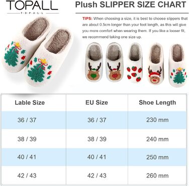 Тапочки додому TOPALL для жінок, теплі, м'які, зимові, пухнасті, антиковзні (3 Xmastree, 36/37 EU)