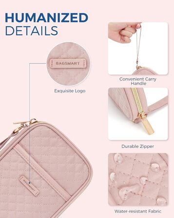 Органайзер для кабелів Bagsmart: рожевий, для подорожей, USB, зарядні пристрої та аксесуари