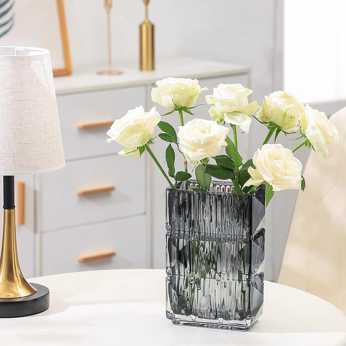 Скляна ваза для квітів, декор, ваза-райдуга, для тюльпанів, сучасна ваза для квітів, декор для балкона, підвіконня, журнального столика, подарунок на новосілля (сіра)