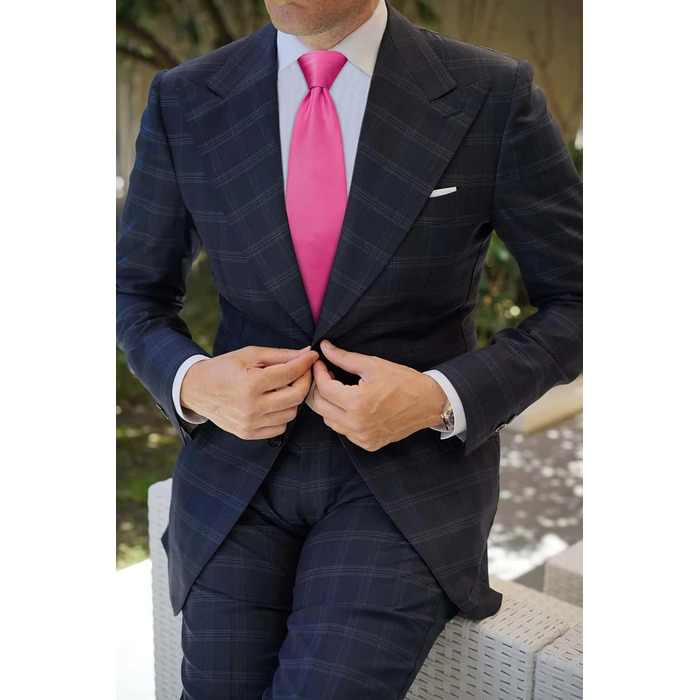 Краватка та нагрудна хустинка Enlision Solide Krawatte - однотонний комплект для весілля, різні кольори, A2 Фуксія