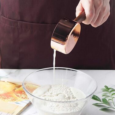 Alnicov Measuring Cups & Measuring Spoons 8-Piece Set, rose gold measuring spoons with walnut handle for the kitchen for measuring various ingredient quantities. For kitchen, cooking, and baking.