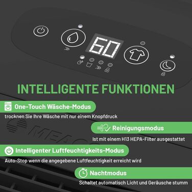 Зволожувач повітря Meaco Arete® One Warm Pebble 12L з HEPA-фільтром для дому до 50 м² | Зволожувач + очищувач повітря