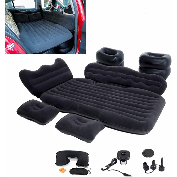 Надувна автомобільна повітряна матрац-ліжко для заднього сидіння, кемпінг, 135x83 см, портативна, універсальна для SUV, чорно-сіра