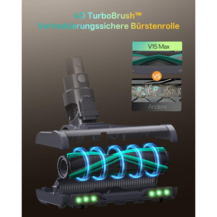 Бездротовий пилосос Vexilar V15Max з функцією миття підлоги, 60KPa/600W/60хв, гнучкий шланг, док-станція, GreenEye, насадка для твердих підлог та шерсті тварин, об'єм 1,5л, для килимів та шерсті тварин, колір: блакитний