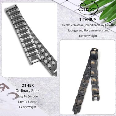 Браслет на магнітній застібці JEROOT для чоловіків з чистого титану, чорний