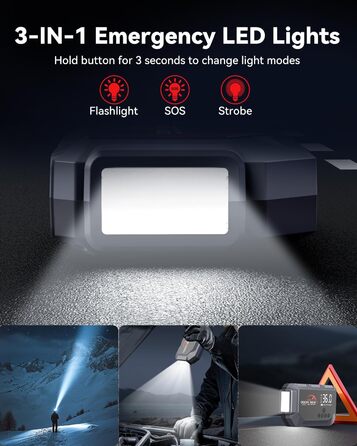 Портативний пусковий пристрій OGORI з компресором 150 PSI та LED-ліхтариком, 7000A, для автомобілів 12V (8L бензин/10L дизель)