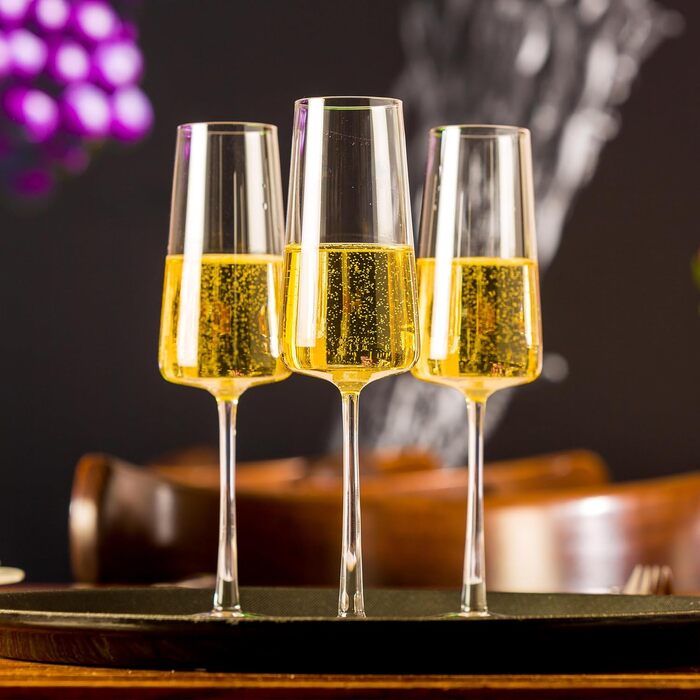 Набір келихів для шампанського Stölzle Lausitz Champagner Gläser Power 6 шт. 240 мл – елегантні келихи для шампанського, сект та просекко, високоякісне німецьке скло, придатні для миття в посудомийній машині та ударостійкі