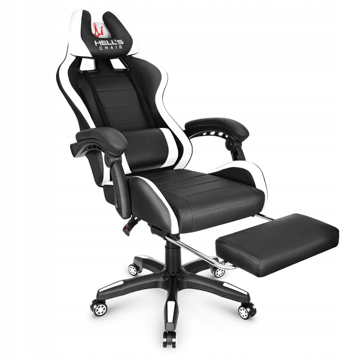 Ігрове офісне крісло Hell's Chair HC-1039 2.0 White з підніжкою