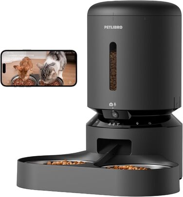 Автоматичний годівниця для котів PETLIBRO 5L з 2 мисками, 1080P камерою, WiFi, нічним баченням та сповіщеннями