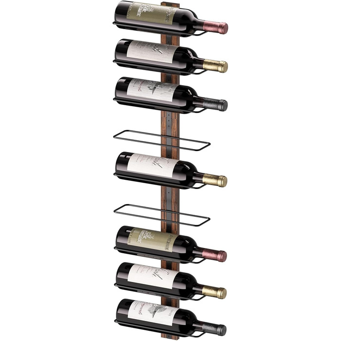 B4Life Wine Rack, Bottle Rack, Wall Wine Rack for 9 Wine Bottles, Wooden and Metal Wall Wine Rack, Black Hanging Wine Bottle Shelves