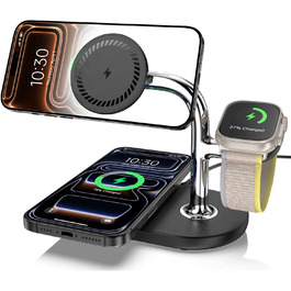 Бездротовий зарядний пристрій 3-в-1 для Apple iPhone, Apple Watch та AirPods, сумісний з моделями 16/15/14/13/12, 10/9/8/7/6/SE, 4/Pro