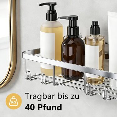 Підставка для душу без свердління, 5 шт. Тримач шампуню для душу з гачками, багаторазовий, самоклеючий, з нержавіючої сталі, органайзер для ванної кімнати, підходить для кухні, ванної, вітальні (сріблястий)