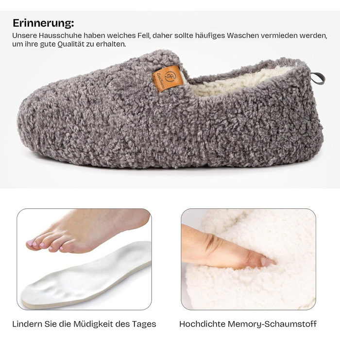 Жіночі теплі халапи EverFoams з штучної вовни та Memory Foam, замкнуті, сірі (39.5 EU)