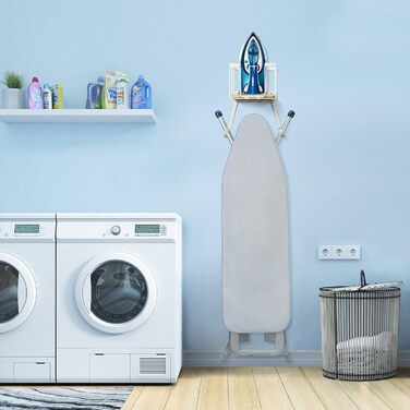 Настінна підставка для прасувальної дошки з великим кошиком MOREE – для прасувального столу та праски, біла