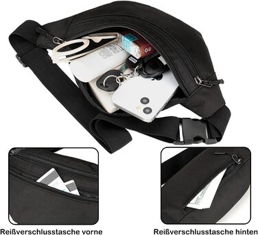 Чоловіча/Жіноча поясна сумка на пояс, бананка з PU шкіри, водонепроникна, чорна. Спортивна, для подорожей, фестивалів, бігу, хайкінгу