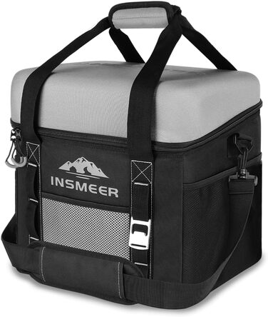 INSMEER Холодильна сумка велика 36L, 50 банок, складана, з жорстким EVA-кришкою, водонепроникна, ізольована сумка-холодильник для пікніка, кемпінгу, пляжу