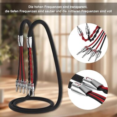 Акустичний кабель HiFi Biwire 2xBanana - 4xBanana, 3м, позолочені банани