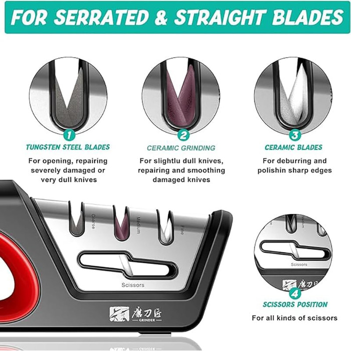 Професійний точильний набір для ножів та ножиць TG2017 4-в-1 з алмазним лезом