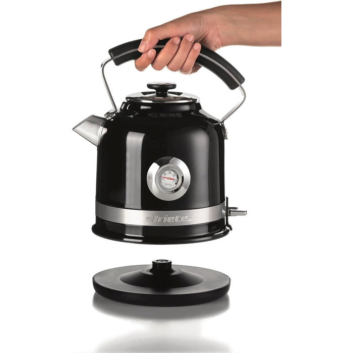 Електричний чайник Ariete Moderna 2854 з термометром, 1.7 л, 2000 Вт, чорний