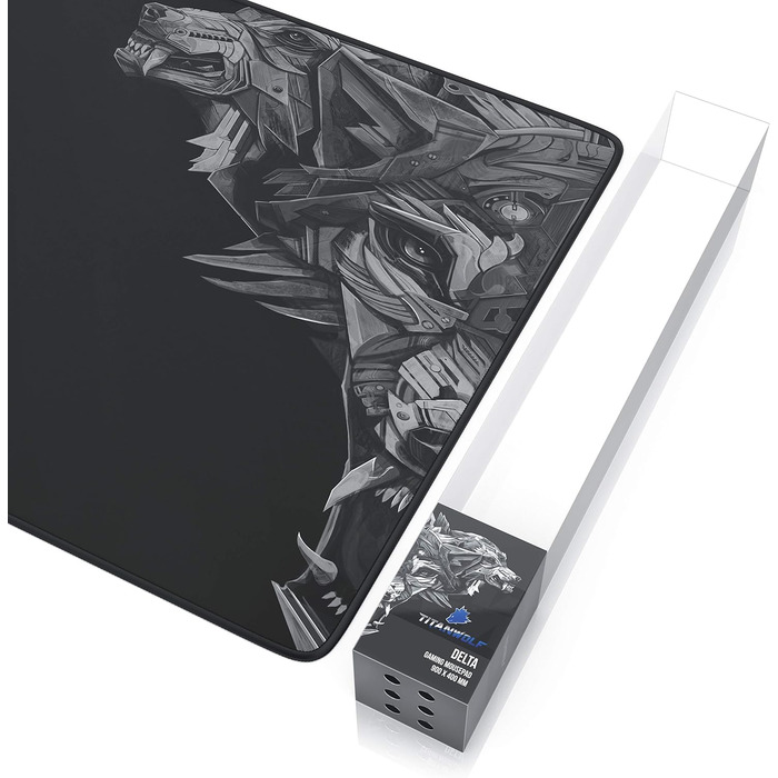Кисмат TITANWOLF XXL Speed - великий килимок для миші 900x400 мм з антиковзаючим покриттям та мотивом TITANWOLF