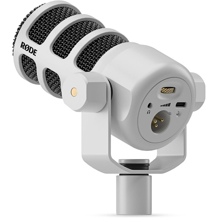 Rode PodMic USB/XLR Динамічний мікрофон для подкастів, білий + стійка keepdrum MS032