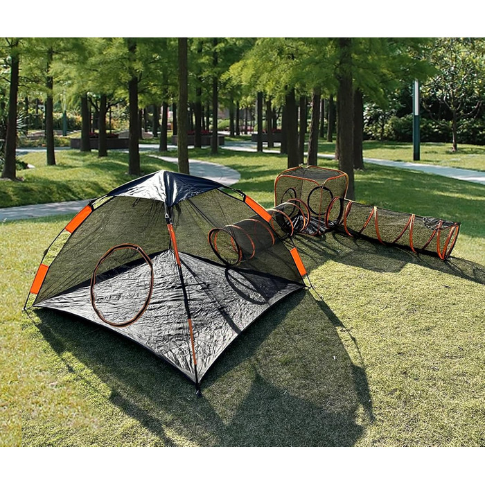 Туннель-намет 2-в-1 для котів та собак, складаний, для вулиці, Pop-Up вольєр для тварин, огорожа-забіг, будиночок (стиль 4)