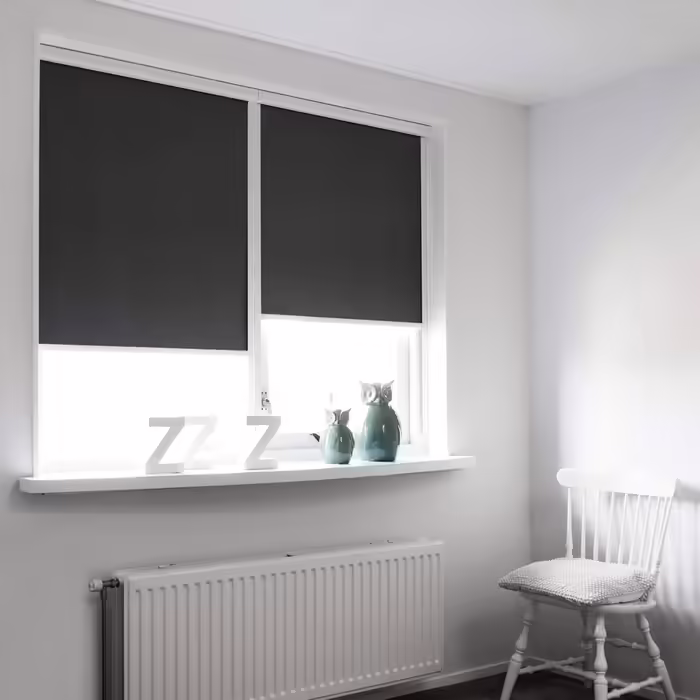 Roller blind with guide rails SolReflect K24 60x175 cm - Blackout roller blind with side guide rails - Mounting without drilling - Blackout roller blind 60cm wide (W80 x H175 cm, Anthracite)