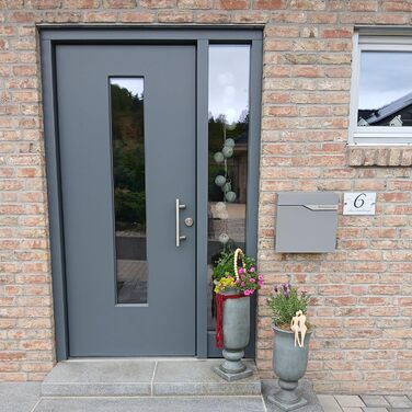 Поштова скринька Metzler антрацит з газетницею та іменним шильдиком RAL 7016, вулична, антикорозійна, для настінного монтажу, сучасний дизайн 37x37x10.5 см