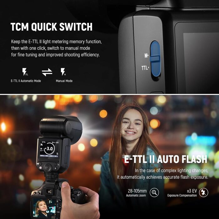 NEEWER Z2-S 2.4G TTL Speedlite для Sony: Потужний спалаху з регулюванням потужності, дифузор, 2 моделювальні лампи, акумулятор 3000mAh