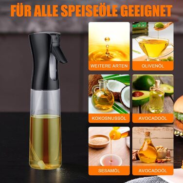 Грифема - пляшка для олії та розпилювач 300 мл, для фритюрниці, гриля, салатів, Meal Prep, BPA-free, придатна для миття в посудомийній машині, багаторазове використання, GE2002B-300
