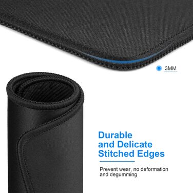 KTRIO Комплект килимків для миші 3 шт. (275x215 мм, чорний) з антиковзаючою основою та прошитими краями