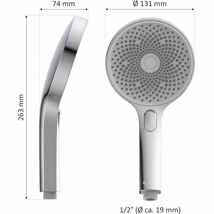 instmaier Hand Shower H1 | 3 Different Functions | Chrome | Massage Shower Head | Water-Saving | Unique Spray Pattern
