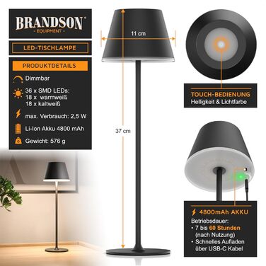 Світлодіодний акумуляторний настільний світильник Brandson з димером та 3 режимами світла (рожевий, чорний набір 3 шт.) - LED лампа на стіл, нічник, для читання, для дому та вулиці