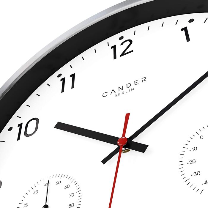 Cander Berlin MNU 3330 White Wireless Wall Clock with Temperature and Humidity Display, 12 inches (Ø) 30.5 cm