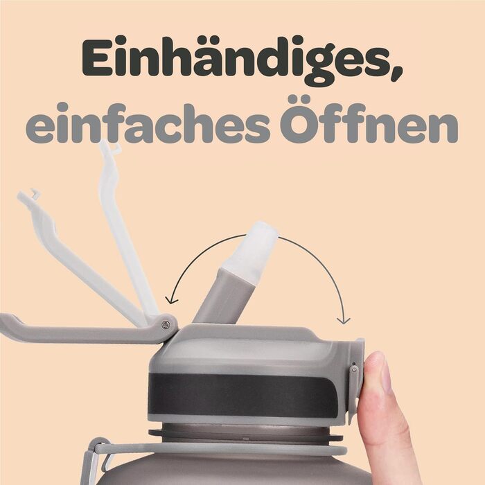 Пляшка для води Hydracy з соломинкою та мітками часу 2л - Сріблясто-сіра - BPA-free, спортивна, герметична