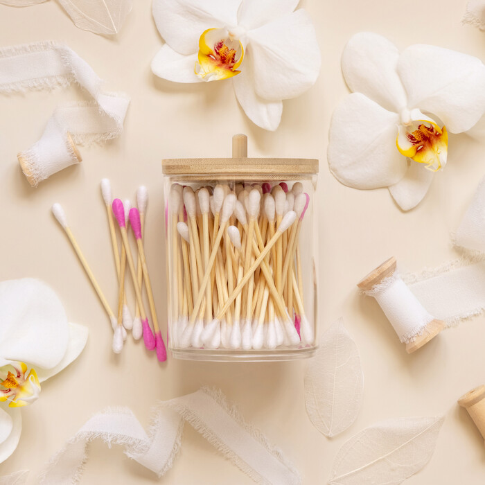 Relaxdays Cotton Pads and Cotton Swabs Container