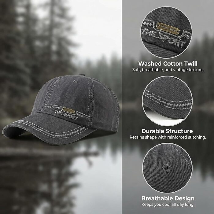 Бейсболка YAMEE з деніму для чоловіків та жінок, унісекс, для спорту, риболовлі та кемпінгу, один розмір (сірий)