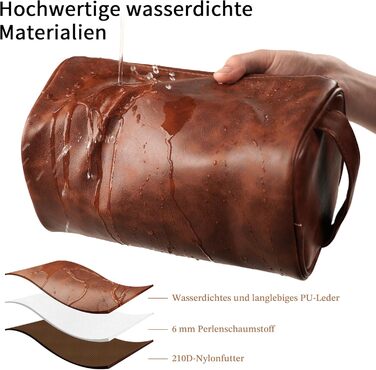 Чоловіча дорожня косметичка Easycosy з лазерним гравіюванням, шкіряна, на блискавці, червоно-коричнева. Ідеальний подарунок для чоловіків, тата, дідуся, колеги.