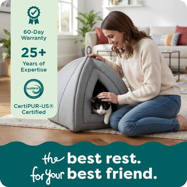 Кішка ліжко Furhaven Polar Fleece, розкладне, для котів, миючий, сірий, розмір Small (41x33x33 см)